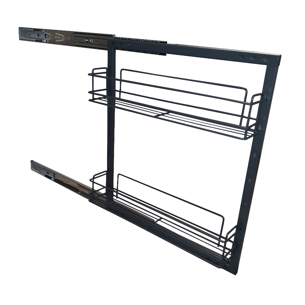 2-Tier Bottle Rack Storage Basket, To Suit 150mm Cabinet, Anthracite, Soft Close