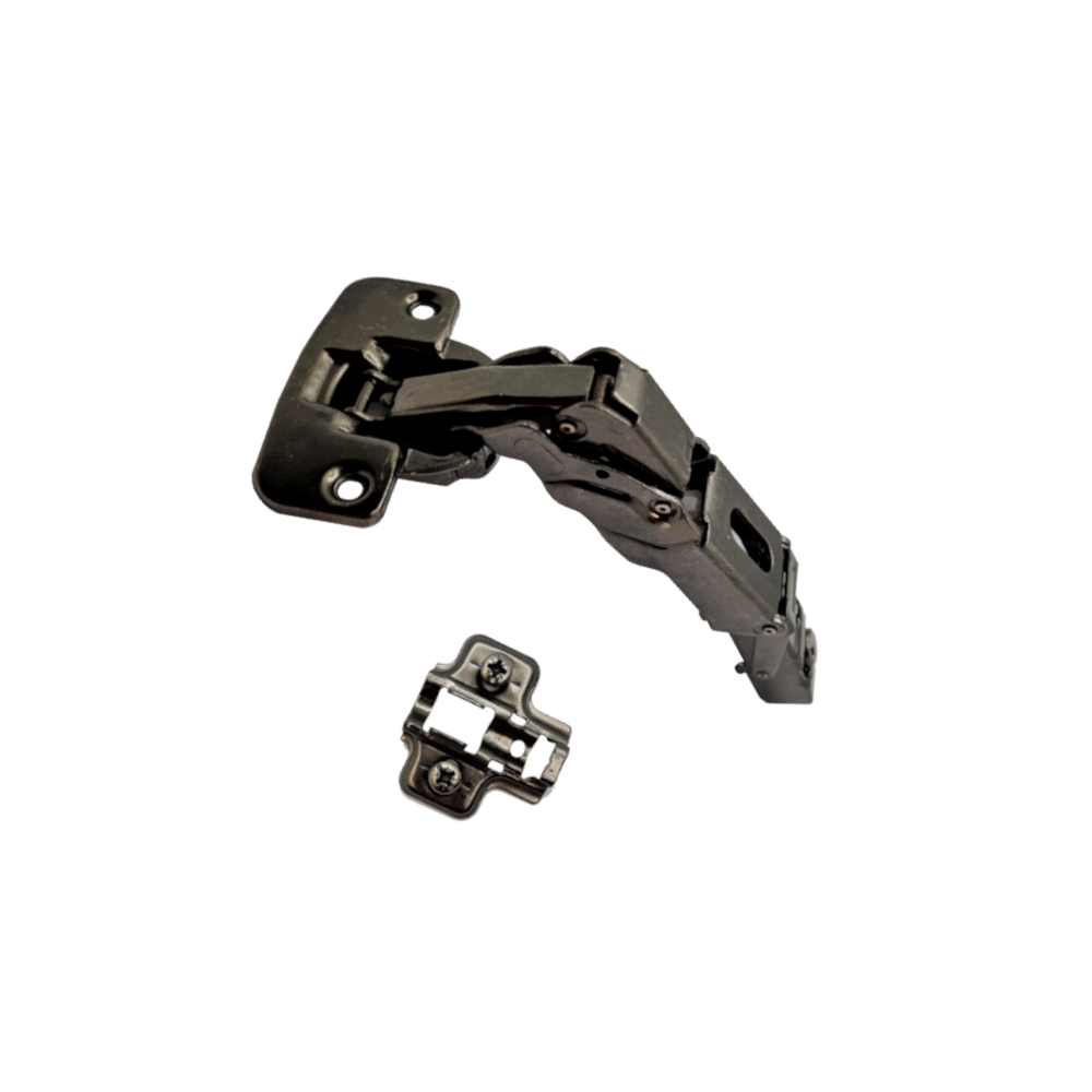 DTC, 155° Degree Hinge with Euro Screw Hinge Plate, Soft Close, Titanium Black