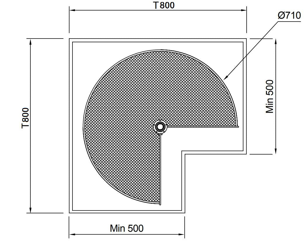 IVIRO 3/4 Solid Base Turning Carousel Set, Adjustable Height, To Suit 800-900mm L-Cabinets, Anthracite Grey