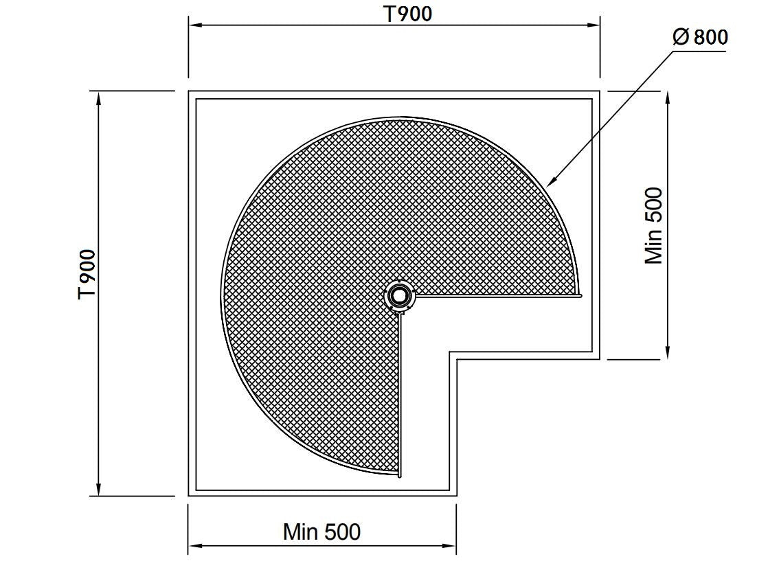 IVIRO 3/4 Solid Base Turning Carousel Set, Adjustable Height, To Suit 800-900mm L-Cabinets, Anthracite Grey