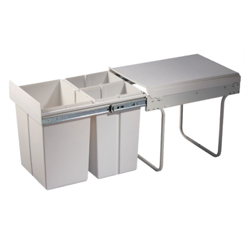 Waste Bin, Under Counter, 40 Litre (1x20L + 2x10L), To Suit 400mm Cabinet, Base Mounted