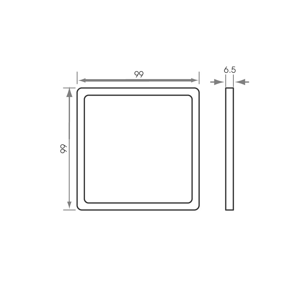 Siena, LED Flat Cabinet Panel, Diffused, Natural White, Stainless Steel, Square, Sola