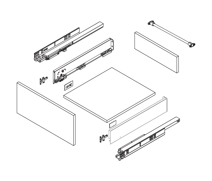 Twin Pro 174mm Pan Drawer Runner System, Double Wall Drawer Box & Slides