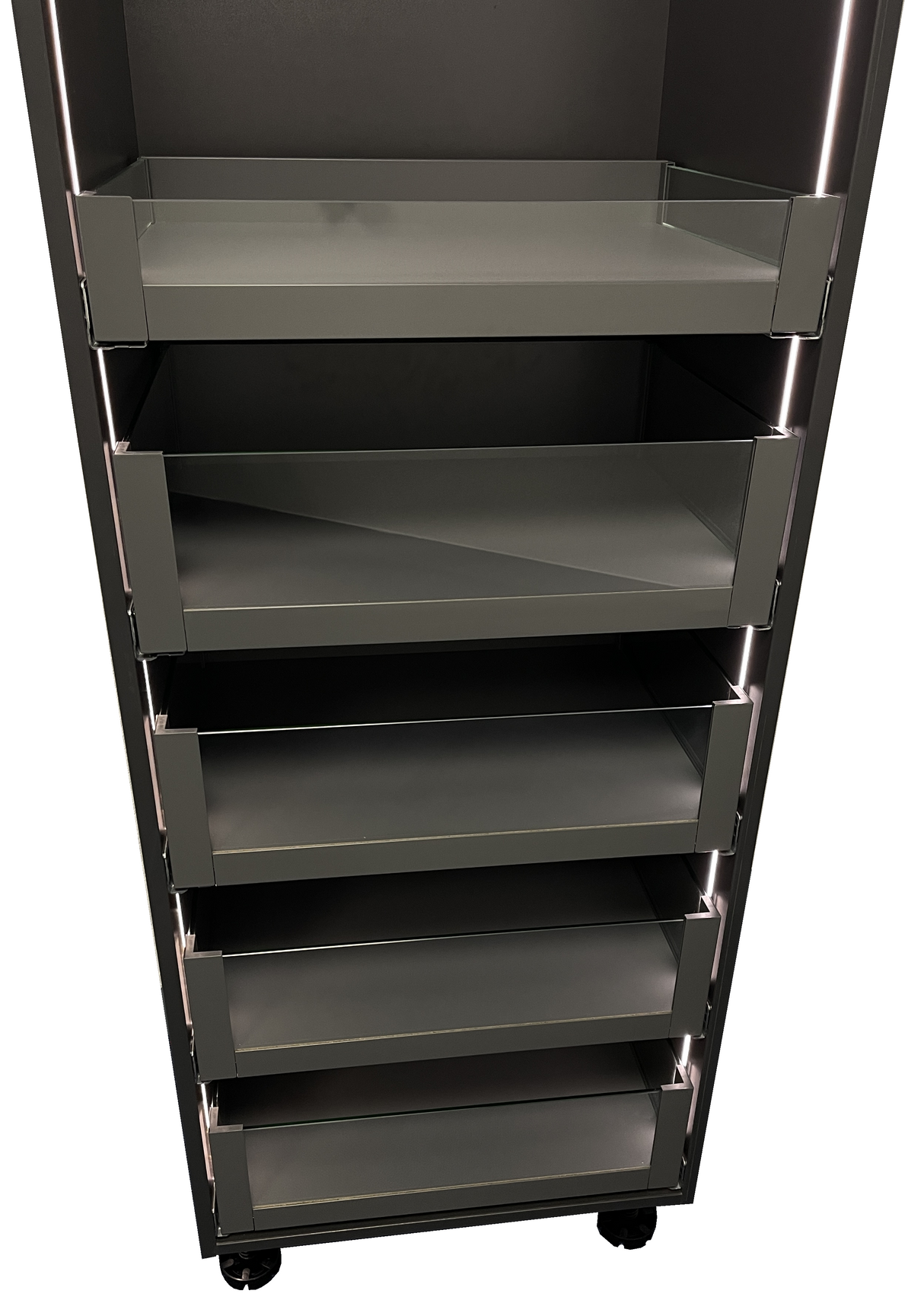 Vista Pro, Glass Tower Larder, 1 Shallow & 4 Deep Drawer Setup, (W) 300-800mm