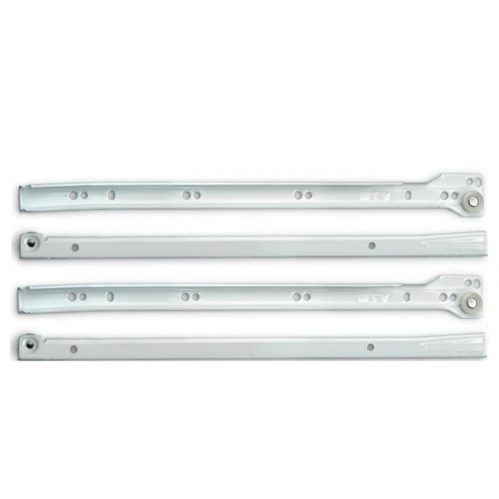 Undermount Drawer Runner Pair, 250-500mm Length, White