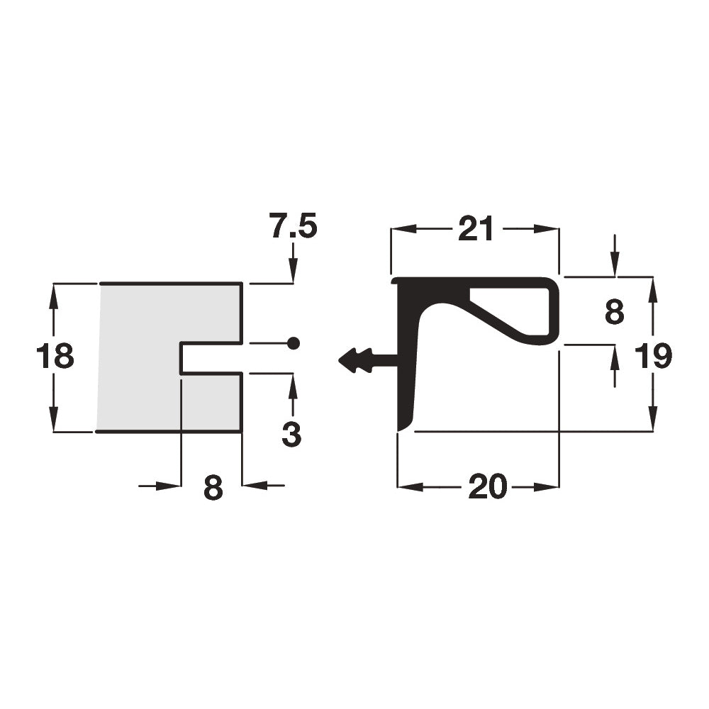 Gola Wall Unit Profile Horizontal, 3900mm Length