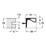 Gola Wall Unit Profile Horizontal, 3900mm Length