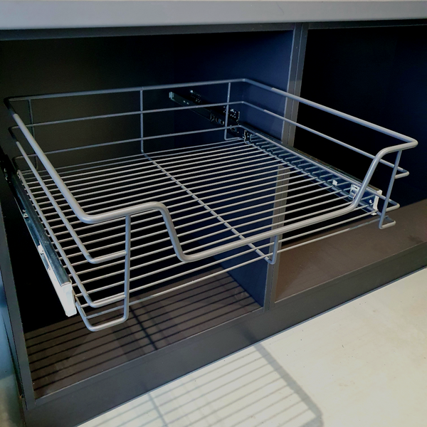 Wire Basket, To Suit 300-600mm Cabinets, Anthracite Grey, Soft Close, 500mm
